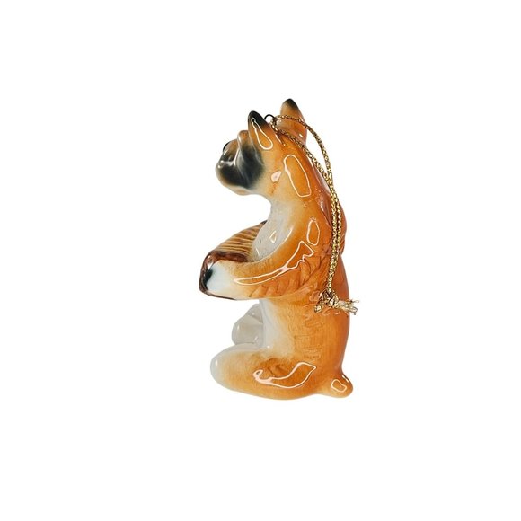 Vintage Boxer Dog Playing Accordion Christmas Ornament Bone China - Picture 6 of 9